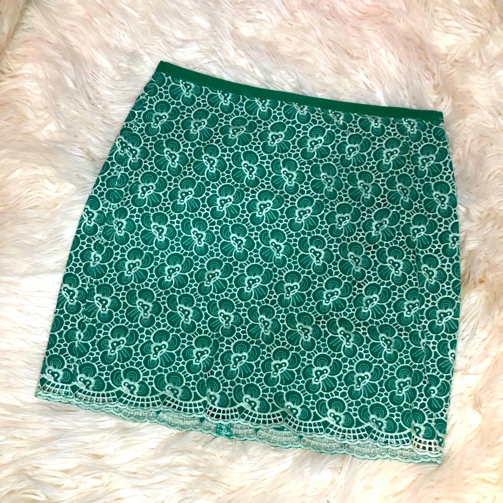 J Crew scalloped laced skirt